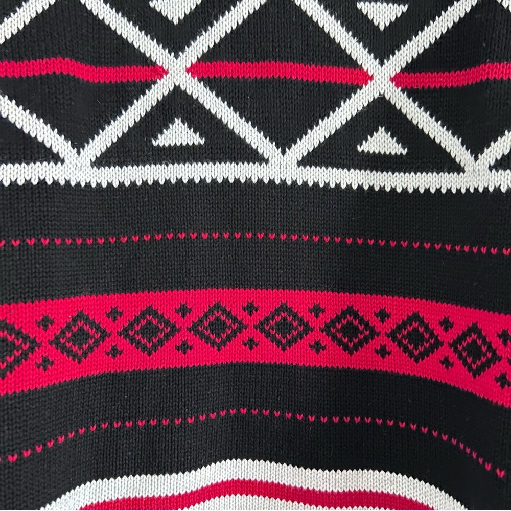 Chaps Ralph Lauren Nordic Inspired Shaw Collar Pullover Sweater Red Black Preppy - Picture 3 of 5